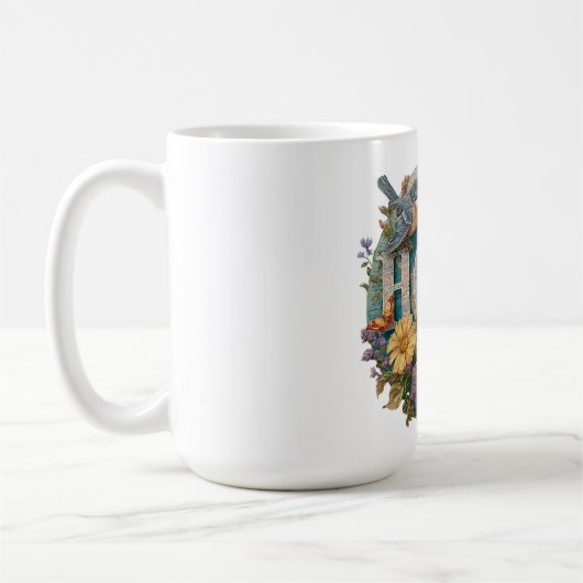 Hoop Floral Typography met Vogels en Botanische Koffiemok (Links)