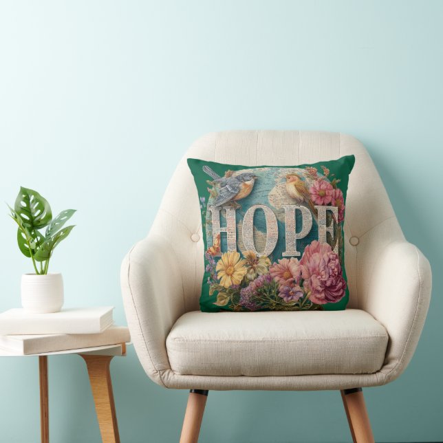 Hoop Floral Typography met Vogels en Botanische Kussen (Stoel)