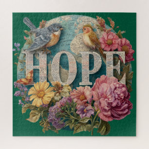 Hoop Floral Typography met Vogels en Botanische Legpuzzel