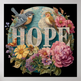 Hoop Floral Typography met Vogels en Botanische Poster