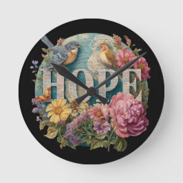 Hoop Floral Typography met Vogels en Botanische Ronde Klok