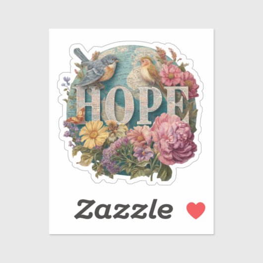 Hoop Floral Typography met Vogels en Botanische Sticker (Vel)