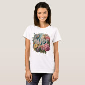 Hoop Floral Typography met Vogels en Botanische T-shirt (Voorkant volledig)