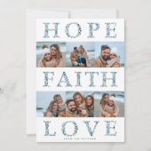 Hoop, geloof, liefde moderne bloemrijke Kerst foto Feestdagenkaart (Voorkant)