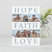 Hoop, geloof, liefde moderne bloemrijke Kerst foto Feestdagenkaart (Staand voorkant)