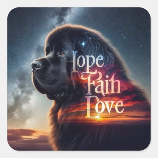 Hoop Geloof Liefde Newf Vierkante Sticker (Voorkant)