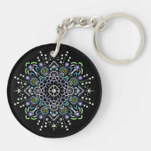 Hoop. Geloof. Liefde Paarse en Zwarte Mandala Sleutelhanger (Achterkant)