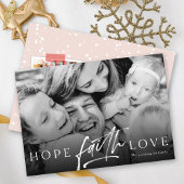 Hoop Geloof Liefde Script Religieuze Kerstmis Foto Feestdagenkaart