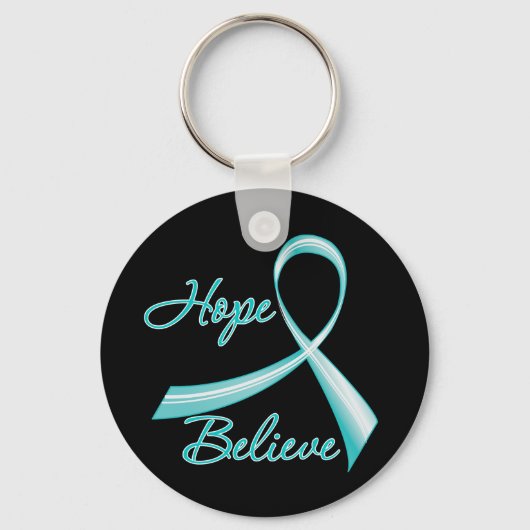 Hoop gelooft ovariumkanker sleutelhanger (Voorkant)
