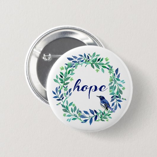 Hoop Gezegde met Waterverf adem en vogel Ronde Button 5,7 Cm (Voorkant /achterkant)