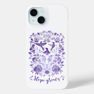Hoop Groeit - Lavendel Linocut Bird Inspirerend iPhone 15 Case