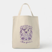 Hoop Groeit - Lavendel Linocut Bird Inspirerend Tote Bag (Achterkant)