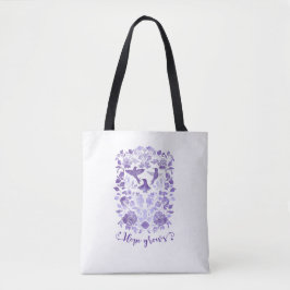 Hoop Groeit - Lavendel Linocut Bird Inspirerend Tote Bag
