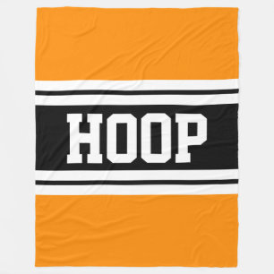 HOOP Helder Sinaasappel Zwart Wit Racing Stripes Fleece Deken