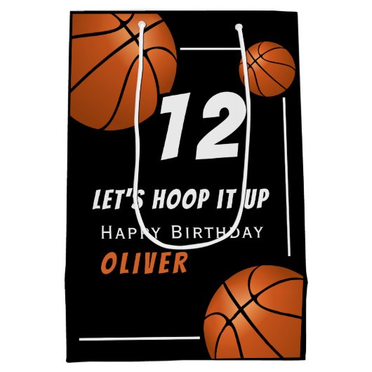 Hoop het omhoog Basketbal Sport Kids Verjaardag Medium Cadeauzakje (Achterkant)