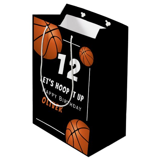Hoop het omhoog Basketbal Sport Kids Verjaardag Medium Cadeauzakje (Achterkant Gekanteld)