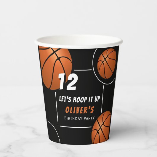 Hoop het omhoog Basketbal Sport Kids Verjaardag Papieren Bekers (Achterkant)
