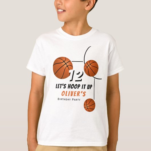Hoop het omhoog Basketbal Sport Kids Verjaardag T-shirt (Voorkant)