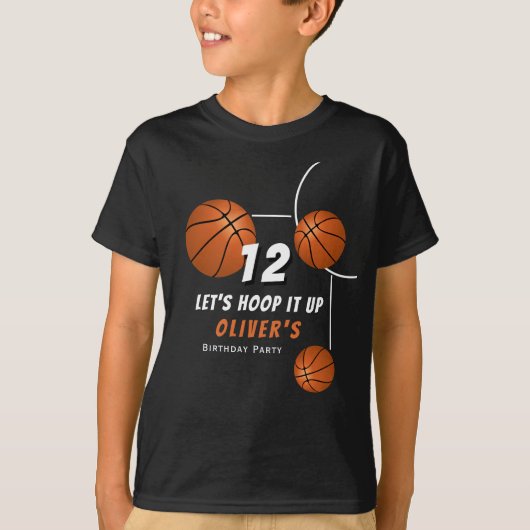 Hoop het omhoog Basketbal Sport Kids Verjaardag T-shirt (Voorkant)