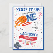 Hoop het omhoog kleine Rookie Basketbal 1e Verjaar Kaart (Voorkant)