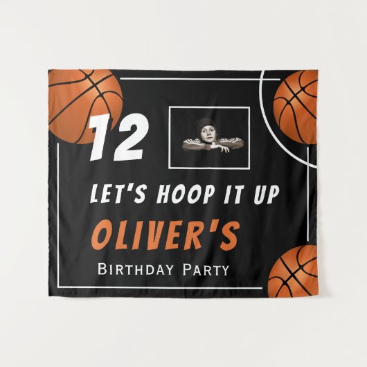 Hoop het op Basketbal Sport Foto Verjaardagsfeest Wandkleed (Voorkant (horizontaal))