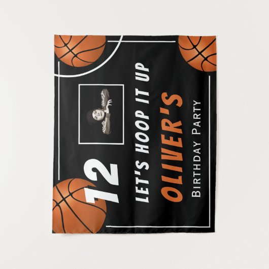 Hoop het op Basketbal Sport Foto Verjaardagsfeest Wandkleed (Voorkant)