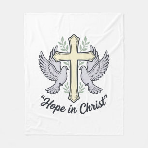Hoop in Christus Duif Kruis Vintage Christelijk On Fleece Deken