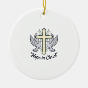 Hoop in Christus Duif Kruis Vintage Christelijk On Keramisch Ornament