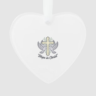 Hoop in Christus Duif Kruis Vintage Christelijk On Ornament