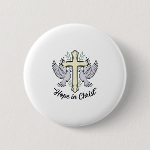 Hoop in Christus Duif Kruis Vintage Christelijk On Ronde Button 5,7 Cm