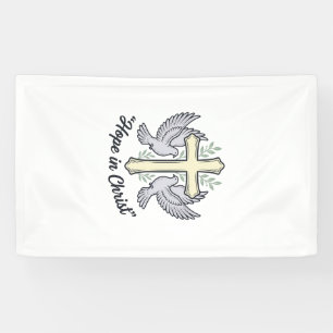 Hoop in Christus Duif Kruis Vintage Christelijk On Spandoek