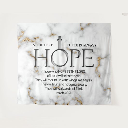 Hoop in de Lord Scripture versie: Isaiah 40:31 Wandkleed (Voorkant (horizontaal))