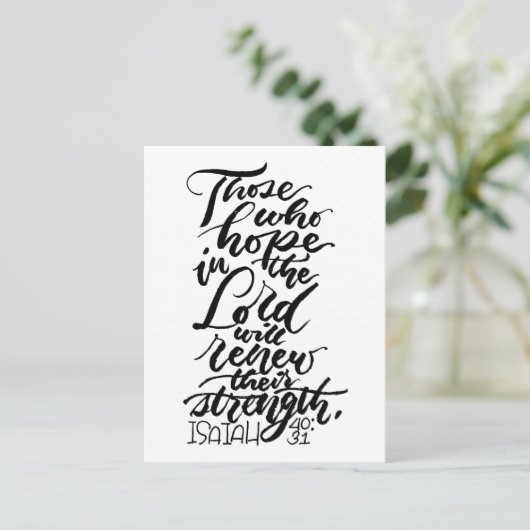 Hoop in het Lord Brush Script Briefkaart (Staand voorkant)