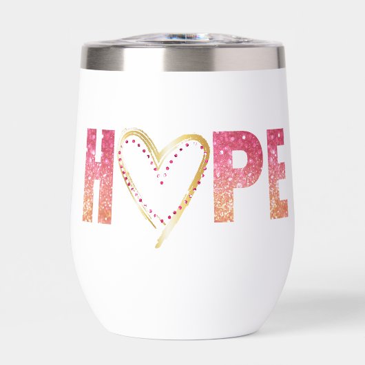 Hoop in roze sprankelingen met gouden hart (Voorkant)