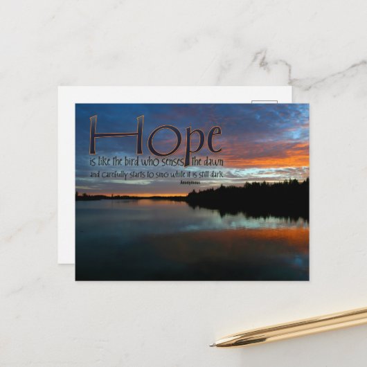 "Hoop is als de vogel" Inspirerend Quote Briefkaart (Voorkant / Achterkant in situ)