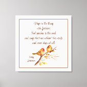 Hoop is het ding met veren Inspirerend gedicht Canvas Afdruk (Voorkant)