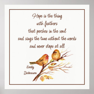 Hoop is het ding met veren Inspirerend gedicht Poster