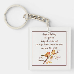 Hoop is het ding met veren Inspirerend gedicht Sleutelhanger