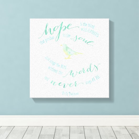 Hoop is het ding met veren Quote Canvas (Insitu (Houten vloer))