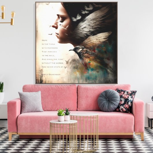 Hoop is het Dingen met Veathers Canvas Afdruk (Insitu (Woonkamer))