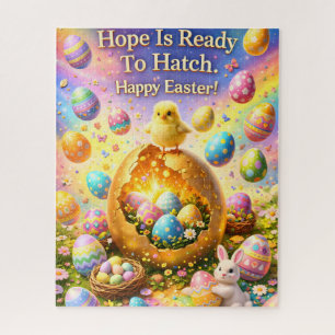 Hoop is klaar om een magisch gelukkig Pasen legpuz Legpuzzel