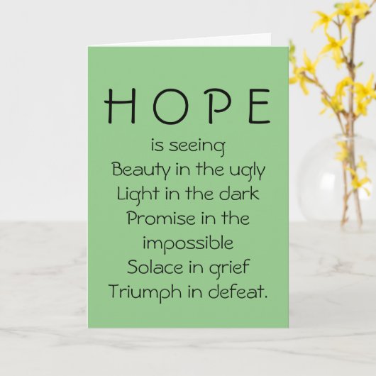 Hoop is licht in het donker kaart (Gele Bloem)
