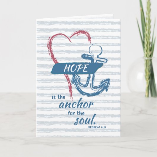 Hoop is verankeren met hart, religieuze aanmoedigi kaart (Voorkant)