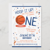 Hoop It Up Blue Rookie Basketbal 1e Verjaardag Kaart (Voorkant)