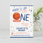 Hoop It Up Blue Rookie Basketbal 1e Verjaardag Kaart (Staand voorkant)