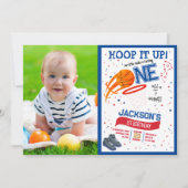 Hoop It Up Rookie Basketbal Foto 1e verjaardag Kaart (Voorkant)