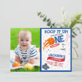 Hoop It Up Rookie Basketbal Foto 1e verjaardag Kaart (Staand voorkant)