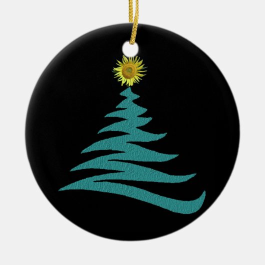 Hoop kerstboomversiering - Ronde Keramisch Ornament (Voorkant)