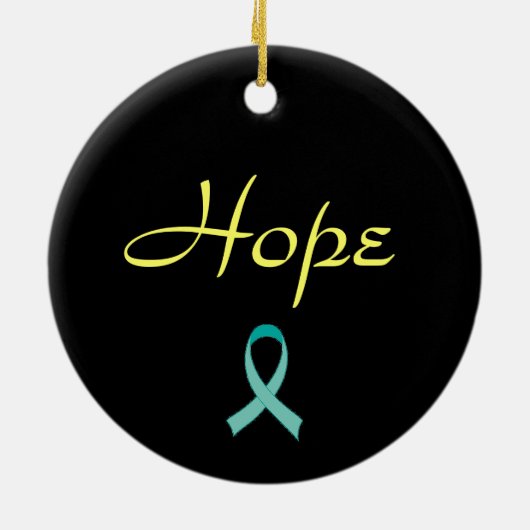 Hoop kerstboomversiering - Ronde Keramisch Ornament (Achterkant)