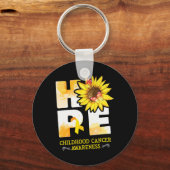 Hoop Kindertijd Kanker Bewustzijn Bloemen Sleutelhanger (Voorkant)